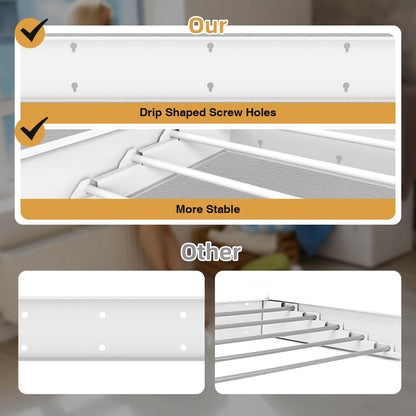 Laundry Drying Rack, Collapsible Wall Mounted Clothes Drying Rack - Drying Rack Clothing Foldable,Space Saving, 31.5" Wide, 13.2 Linear Ft, 5 Aluminum Rods, 60 lb Capacity (White, 31.5")