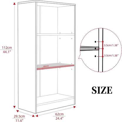 Bookshelf, Open Modern Bookshelf, 3 Shelf Bookcase with Freestanding Display Storage, Wooden Book Shelf for Bedroom, Living Room, Dinning Room, Office,Deep Brown