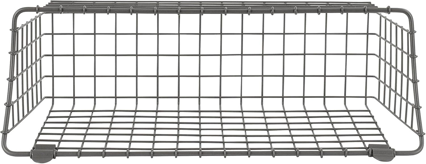 Spectrum Extra Large Wire Wall Mount Storage Basket Industrial Gray, Vintage Wire Basket Wall Mount