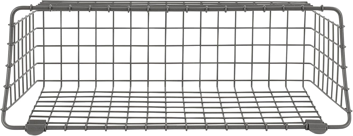 Spectrum Extra Large Wire Wall Mount Storage Basket Industrial Gray, Vintage Wire Basket Wall Mount
