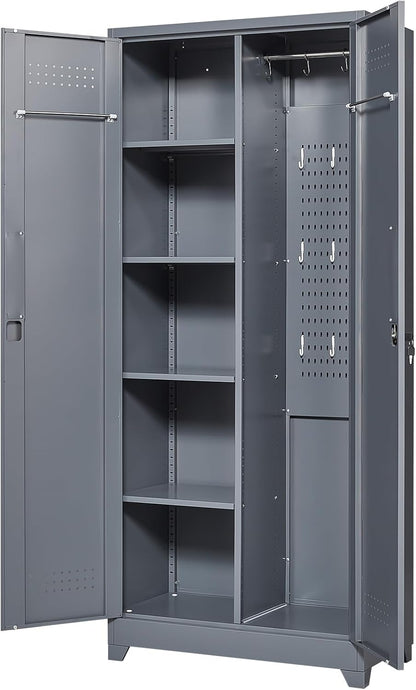 Storage Cabinet,Metal Locking Cabinets with Doors and Shelves,Functional Garage Storage Cabinet for Garage, Home Office,Gray