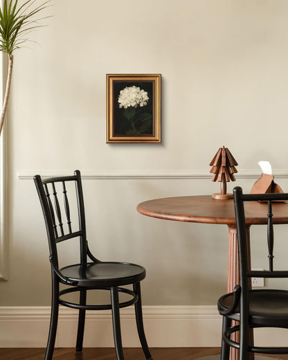 HUARCEY Gold Framed Vintage Wall Art for Living Room, Flowers Painting Canvas Prints Shelf Decor for Kitchen, Aesthetic Bedroom Wall Art, Christmas Gifts for Friends or Family (White Hydrangea 8"x10")