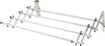 AERO W Racks Stainless Steel Wall Mounted Collapsible Laundry Clothes Drying Rack 60 Pound Capacity 22.5 Linear Ft