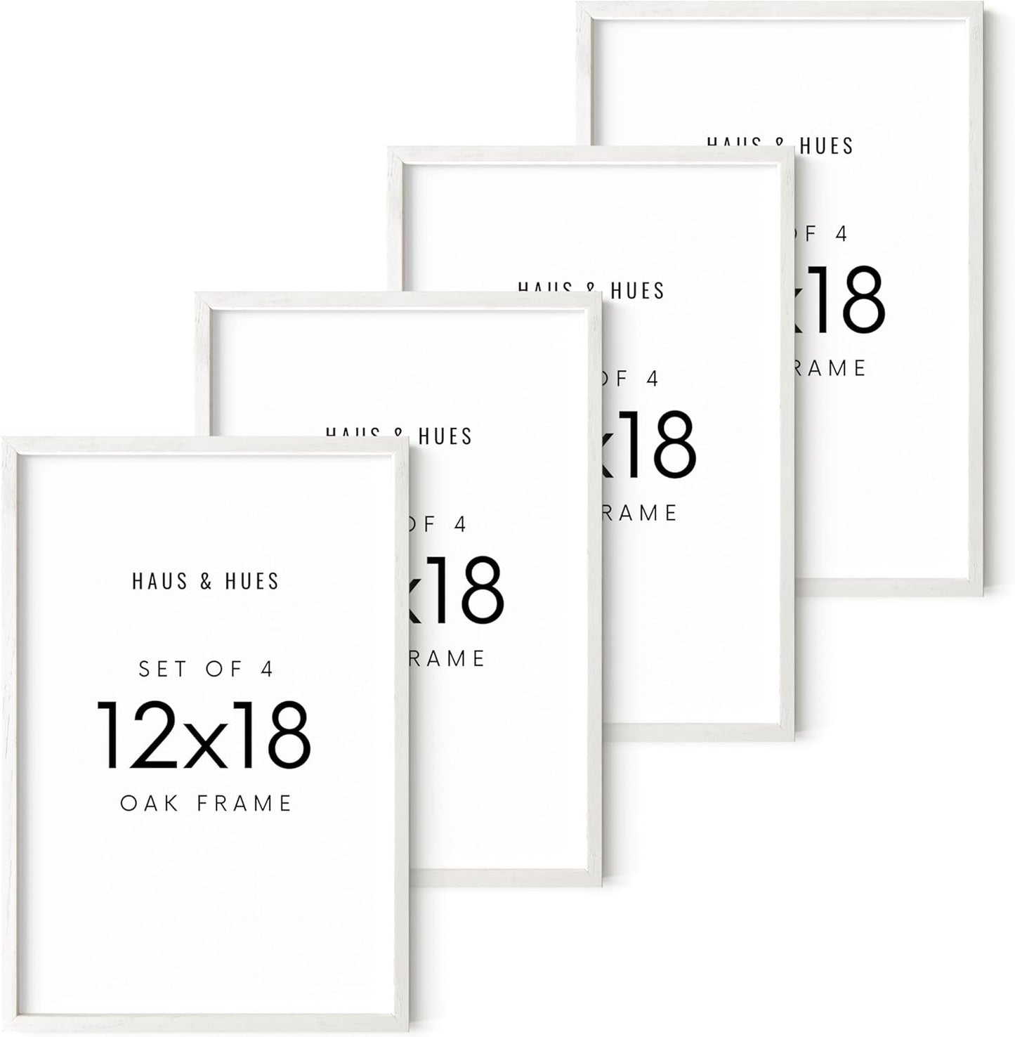 HAUS AND HUES 12x18 Picture Frames For Wall - Set Of 4 Poster Frames 12x18, Picture Frames 12x18, 12x18 Frames, Frames 12 X 18, Gallery Wall Frame Set, 12x18 Poster Frame (White Frame)
