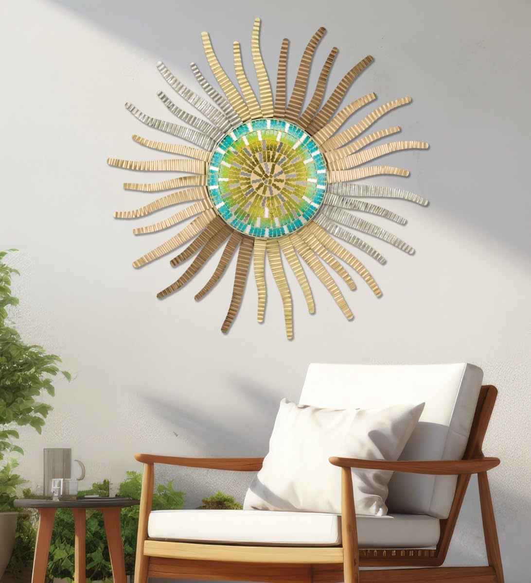 Regal Art & Gift Wavy Large Metal Sun Wall Decor - 30 Inch | Indoor Outdoor Rust-Resistant Sunburst Sculpture | Eye-Catching Metal Sun Wall Art Accent for Patio, Garden, Living Room