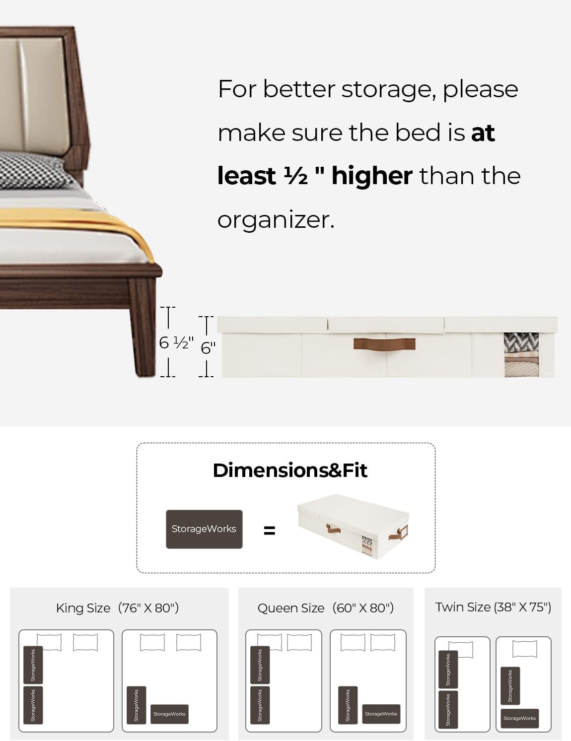 StorageWorks 2-Pack Large Under Bed Storage Bins with Lids, Underbed Storage Containers with Handles and Label Holder, Closet Organizer for Clothes, Blankets, Sweater