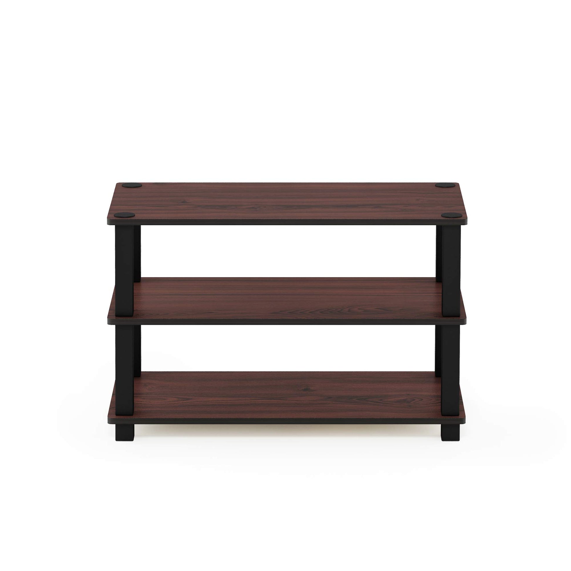 Furinno Turn-S-Tube 3-Tier Shoe Rack, Dark Cherry/Black