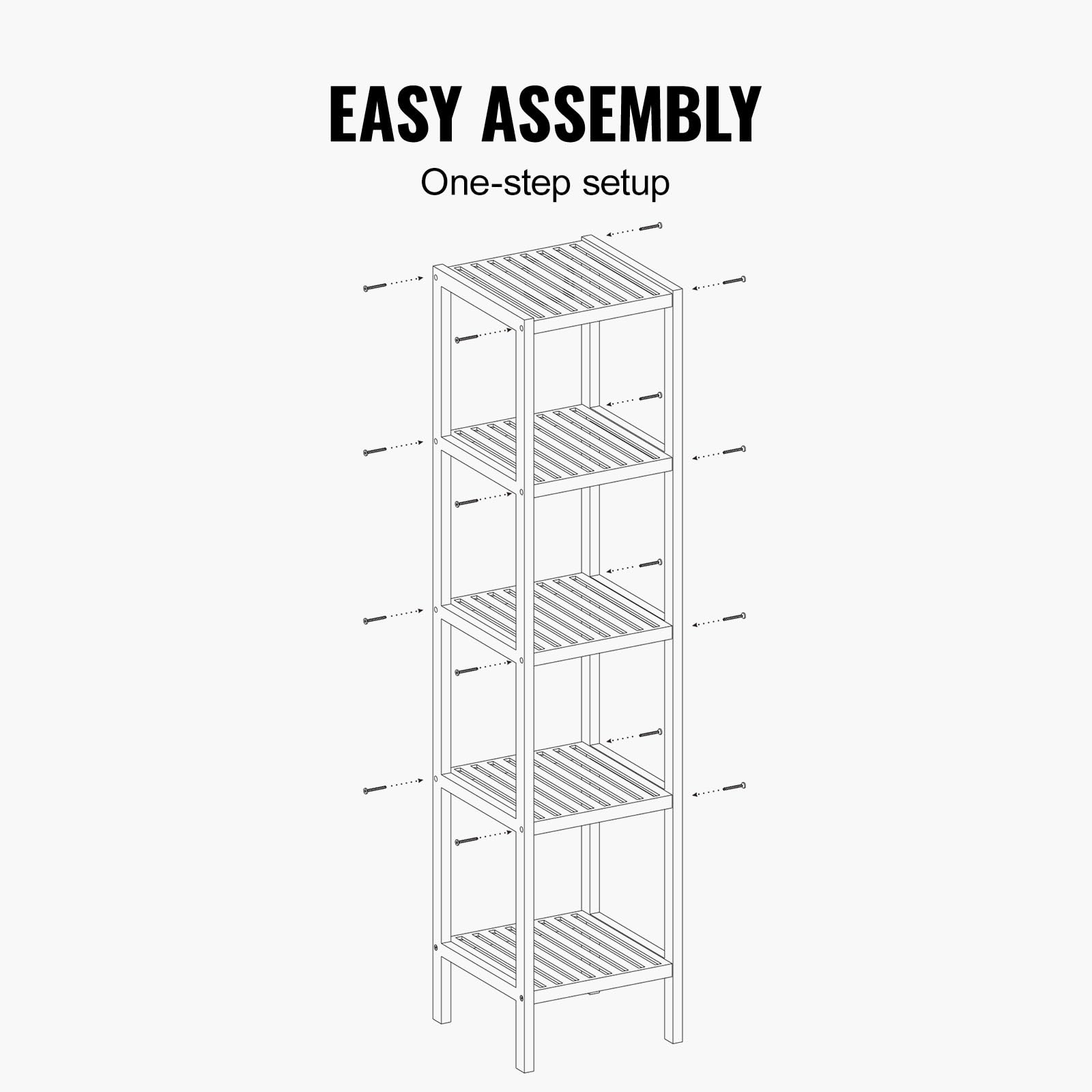 VEVOR 5-Tier Bathroom Standing Shelf, Narrow Shelving Unit, Display Storage Rack Organizer
