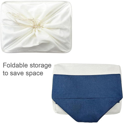 TheWarmHome Collapsible Storage Bin for Shelves - Large 3 Pack 16x12x8 inch Storage Basket for Organizing with Handles, Canves Storage Box for Organizer Toy Closet Cloth Gift (White & Jean Blue)