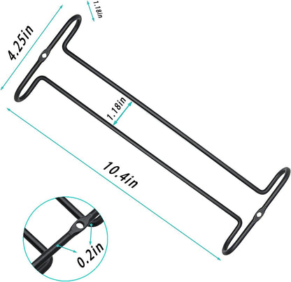 10 Inch Wine Glass Rack Under Cabinet Shelf Stemware Storage Hanging Hanger Organizer Glasses Holder with Drying Under Counter Metal for Kitchen and Bar Set of 4 Black