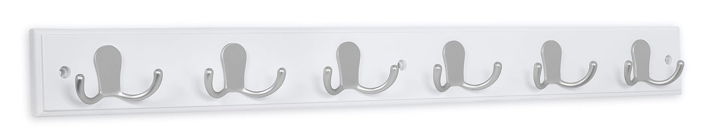 BIRDROCK HOME Dual Hook Coat and Hat Rack - 6 Dual Hooks - 27 Inches - Wall Mount - Decorative Home