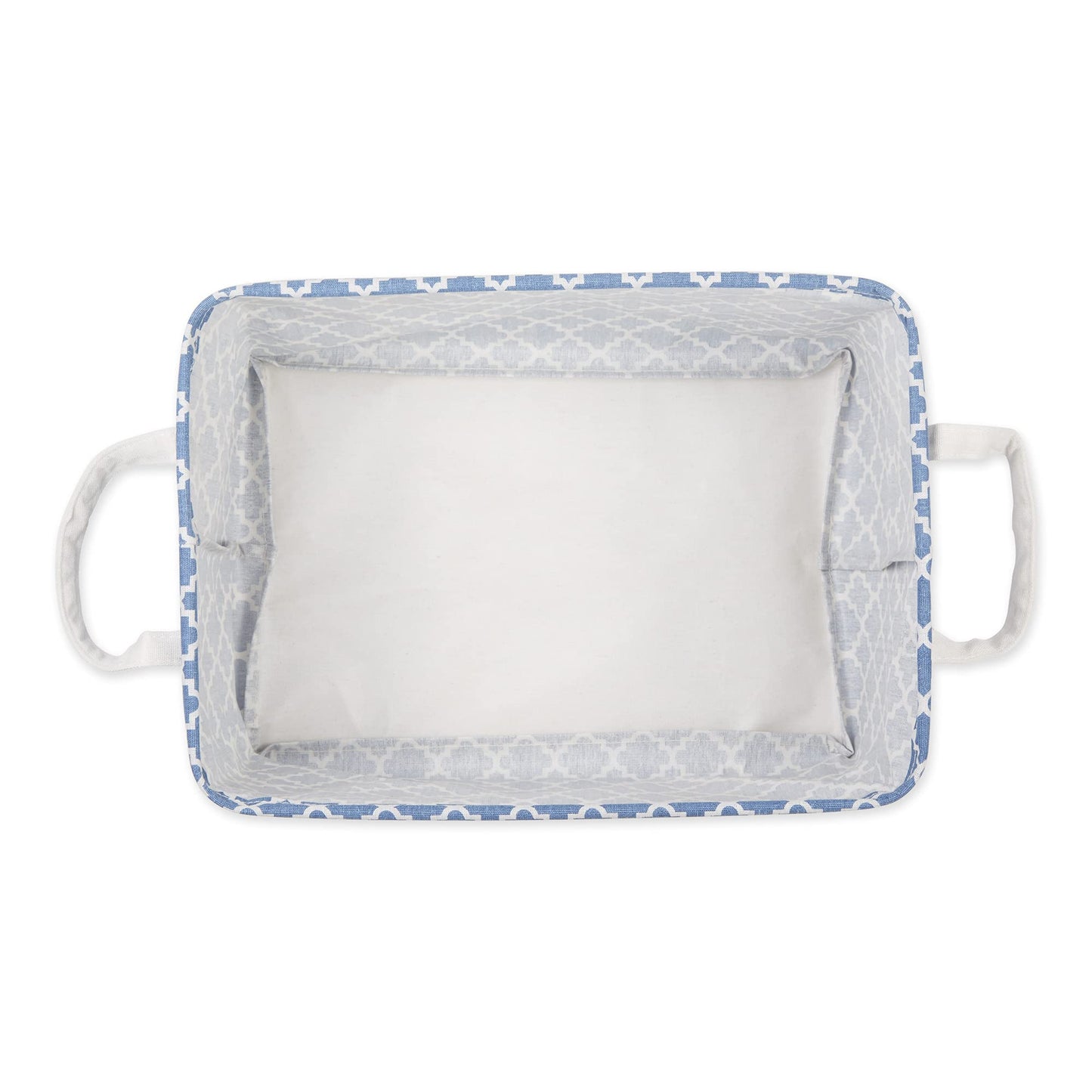 DII Laundry Storage Collection, PE Coated Collapsible Bin with Handles, French Blue Lattice