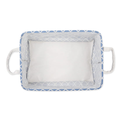 DII Laundry Storage Collection, PE Coated Collapsible Bin with Handles, French Blue Lattice