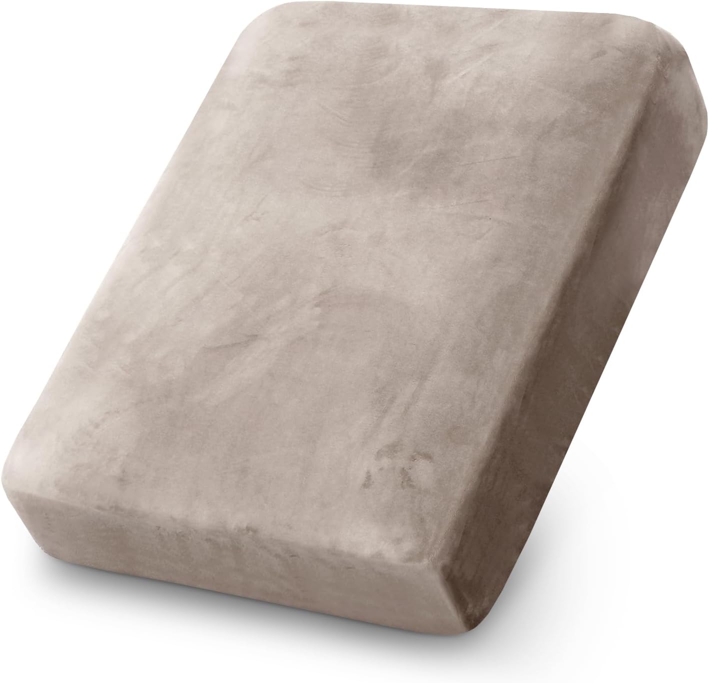 PrinceDeco Stretch Velvet Couch Cushion Cover,Soft Fitted Cushion Slipcover for Arm Chair Sofa Cushion Furniture Protector Seat Cushion Sofa Cover Width Up to 29.5", Oatmeal