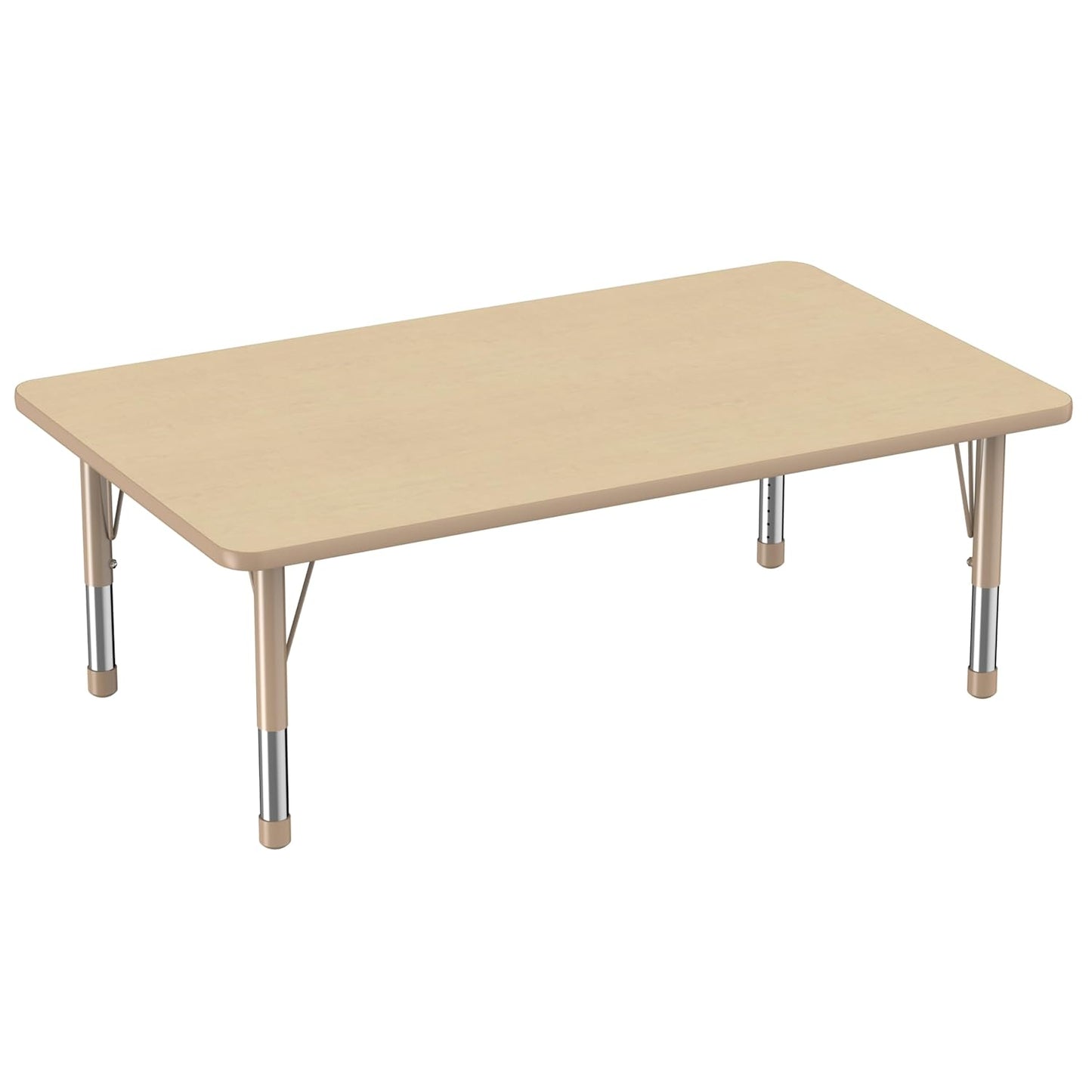 Factory Direct Partners FDP Rectangle Activity School and Classroom Kids Table (36 x 60 inch), Toddler Leg, Adjustable Height 15-24 inches - Maple Top, Maple Edge with Sand Legs