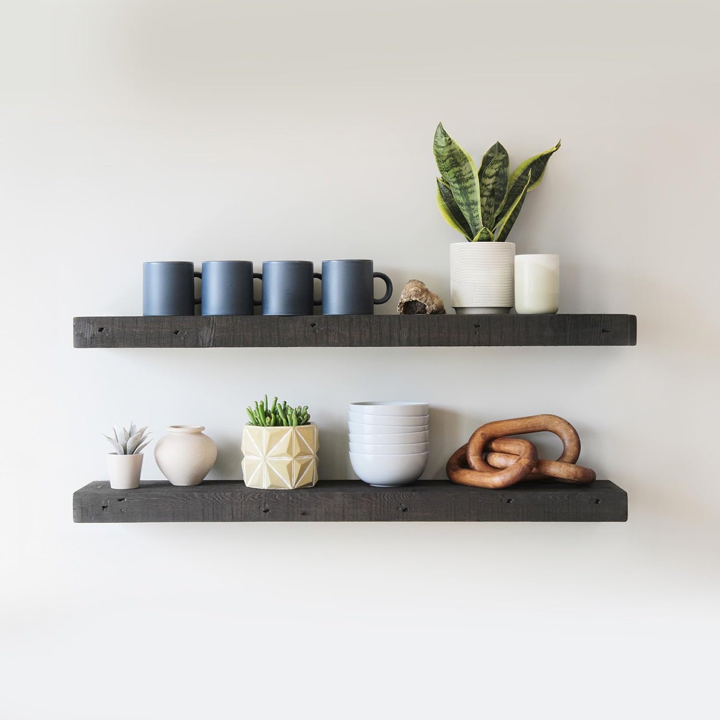 Urban Legacy Reclaimed Barnwood Planks | Floating Shelves for Wall w/Flush Mount Shelf Bracket Set Included | Set of 2 (Coffee Bean, 18"x 7"x 2")