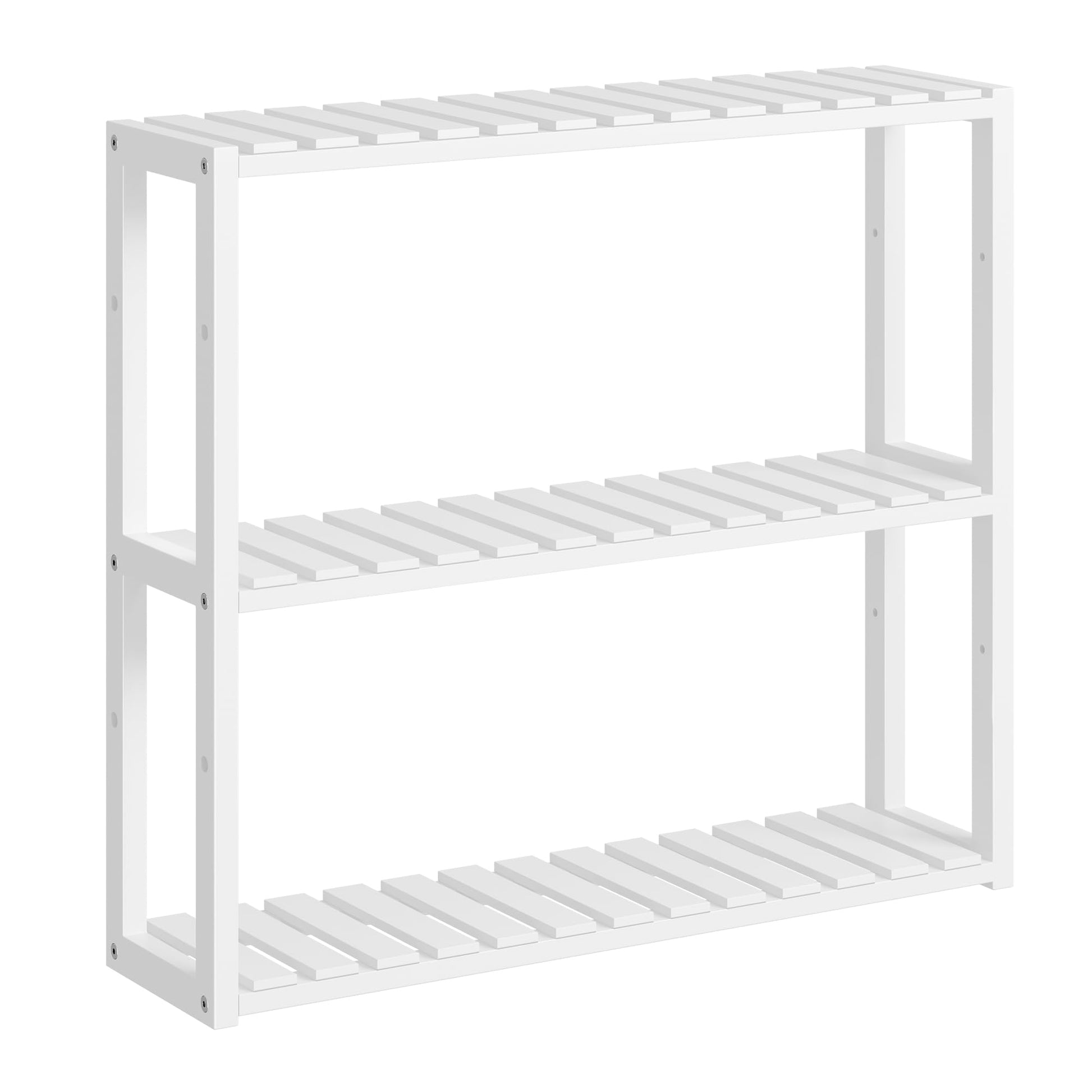 SONGMICS Bamboo Bathroom Shelf, 3-Tier Adjustable Plants Rack, Wall-Mounted or Stand, in The Living
