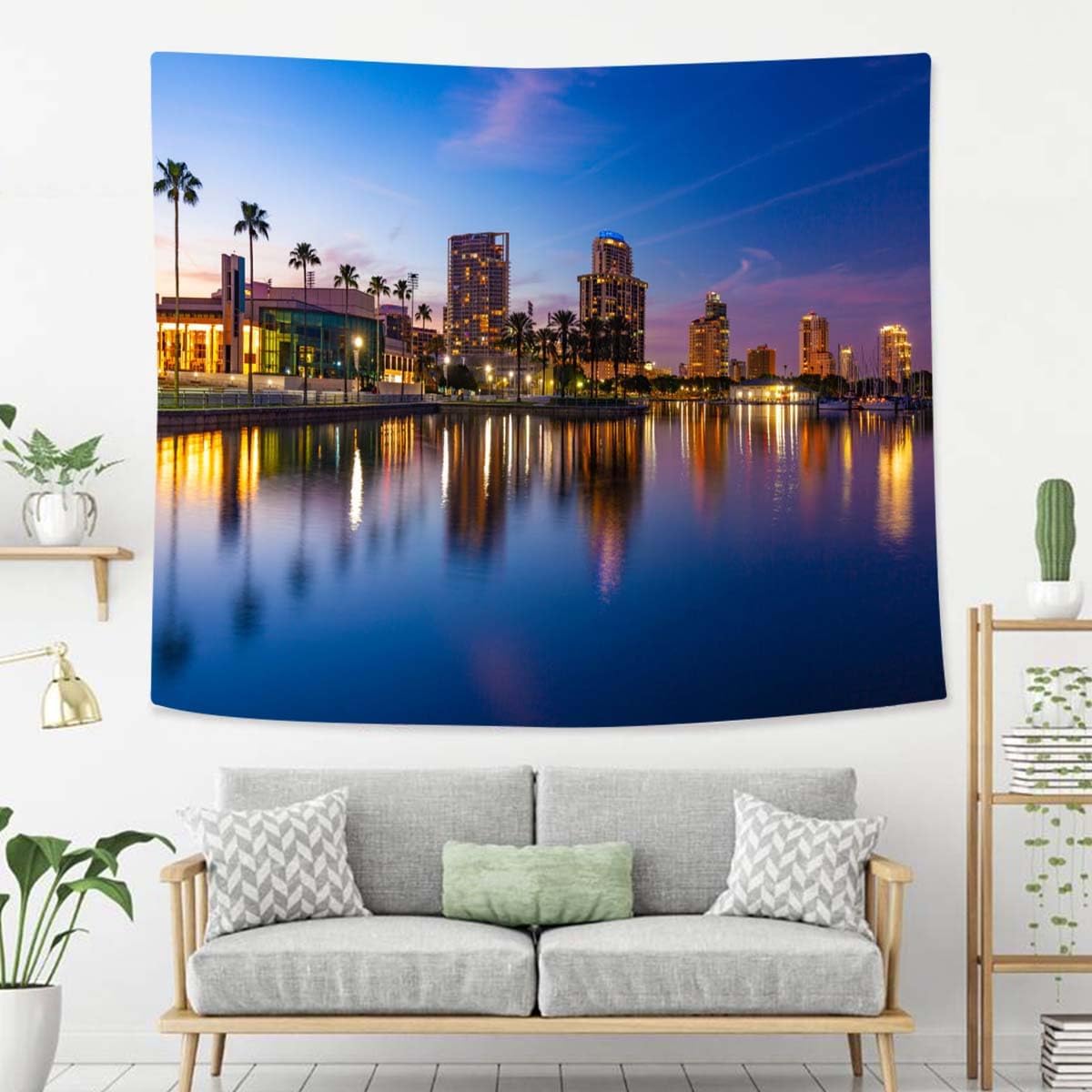 Night Tapestry For Bedroom St Petersburg Florida At Night Tapestries Wall Hanging For Living Room Dorm Office 60×50 In