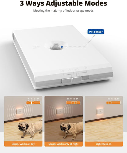 wowatt Rechargeable Motion Sensor Night Light, White Automatic Lights with Magnetic Mount, Dimmable Stair Lights Indoor for Stairway, Hallway, Kitchen, Bathroom(3 Packs)