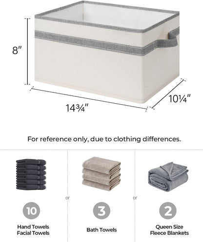 StorageWorks Storage Baskets for Shelves, Foldable Fabric Closet Storage Bins with Handles, Fabric Storage Bins Clothes Organizer, Beige and Gray, 3-Pack, Large