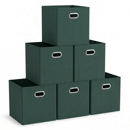 Household Essentials Foldable Fabric Storage Cubes 6-Pack – 11x11x11 Stackable Non-Woven Bins with