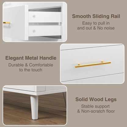 Aiho 6 Drawer Dresser for Bedroom, Chest of Drawers with Metal Handles, Wood Storage Modern Dresser for Nursery, Living Room, Entryway, White