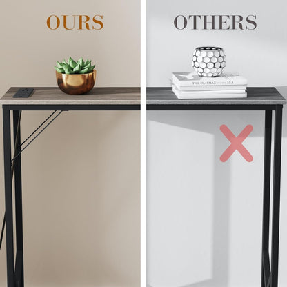 31.5‘’ Console Table, Skinny Entryway Table with Fast-Charging Station, Narrow Long Sofa Table, Behind Slim Couch Table for Entrance, Hallway, Living Room Decor ST-GY80-1