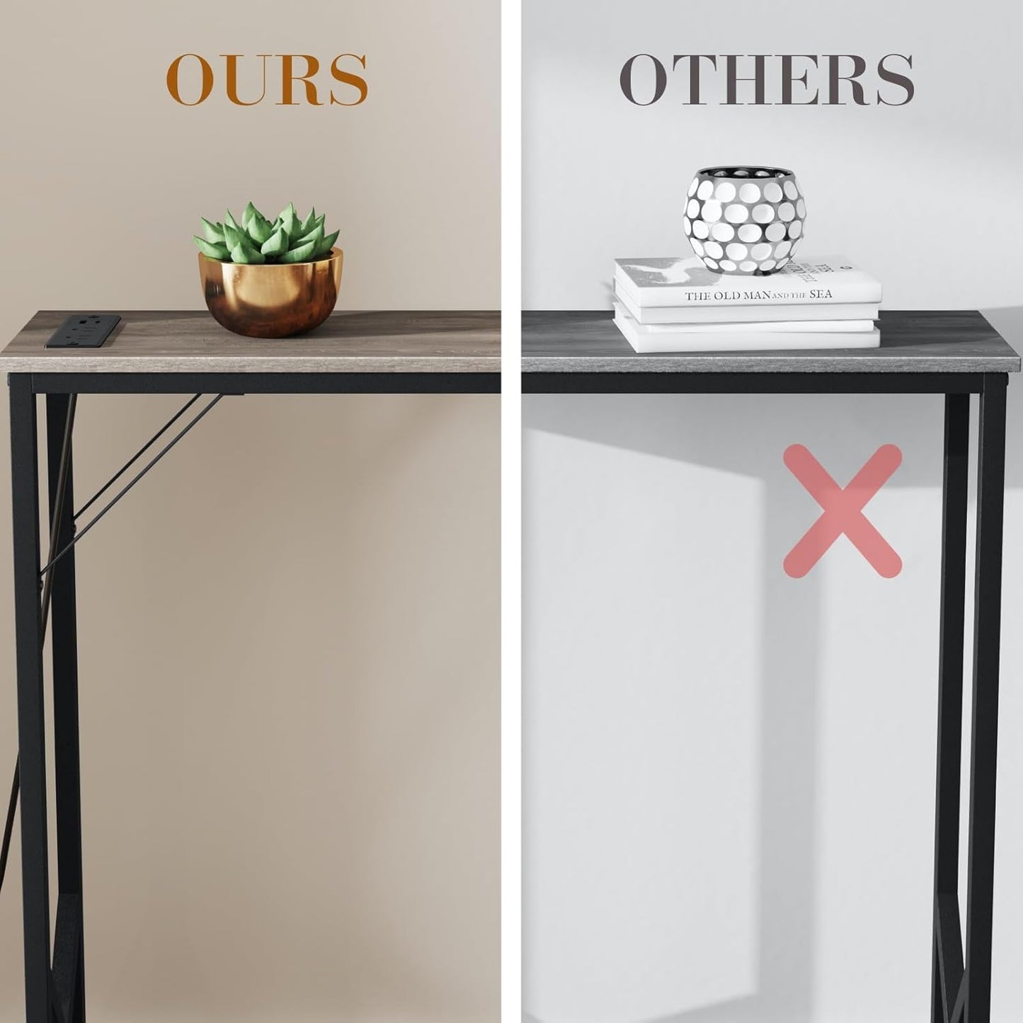 47.2'' Console Table, Skinny Entryway Table with Fast-Charging Station, Narrow Long Sofa Table, Behind Slim Couch Table for Entrance, Hallway, Living Room Decor ST-GY120-1