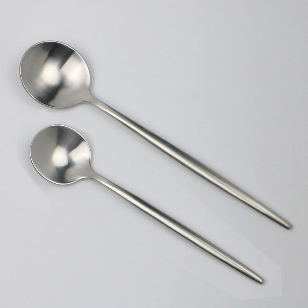 5-Pieces Luxury Silver 18/10 Stainless Steel Flatware Set, Matte Finish, Service for 1