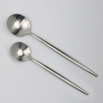 5-Pieces Luxury Silver 18/10 Stainless Steel Flatware Set, Matte Finish, Service for 1