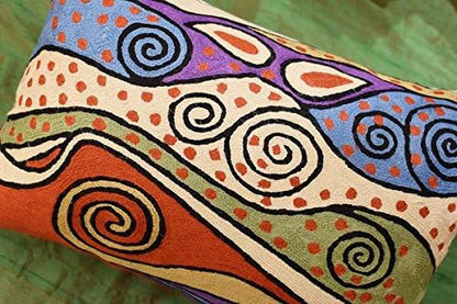 Lumbar Rust Klimt Contemporary Throw Pillows | Modern Pillow Cases | Abstract Pillows | Modern Accent Pillow | Rust Mid Century Chair Cushions | Handmade Cushion | Wool Size 14x20