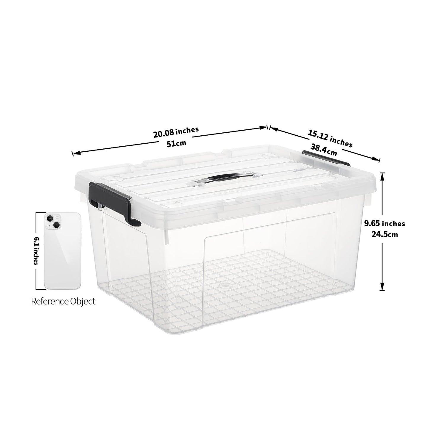 Cetomo Lidded Storage Bin with Handle, Storage Bins with Lid, Organizing Container with Secure