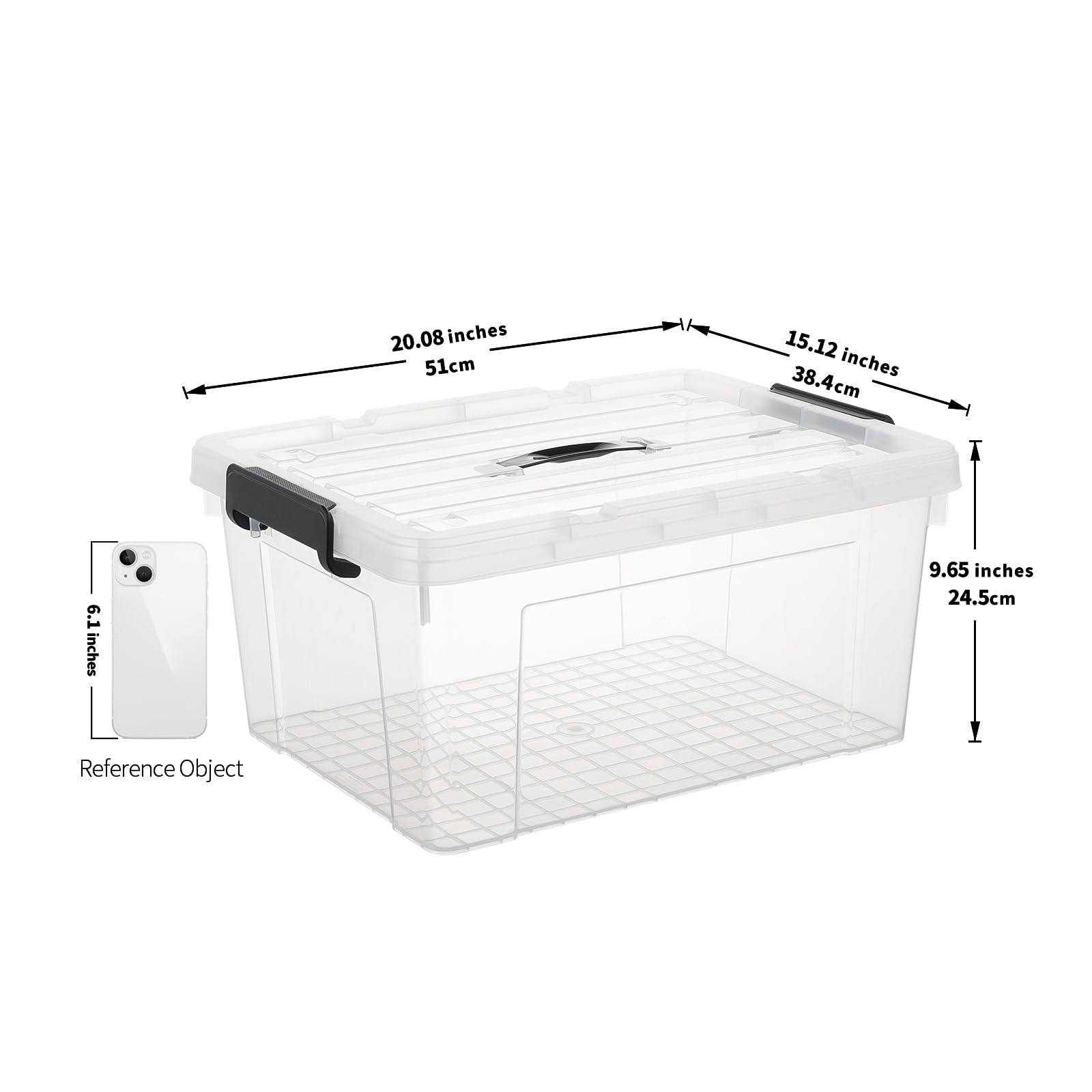Cetomo Lidded Storage Bin with Handle, Storage Bins with Lid, Organizing Container with Secure