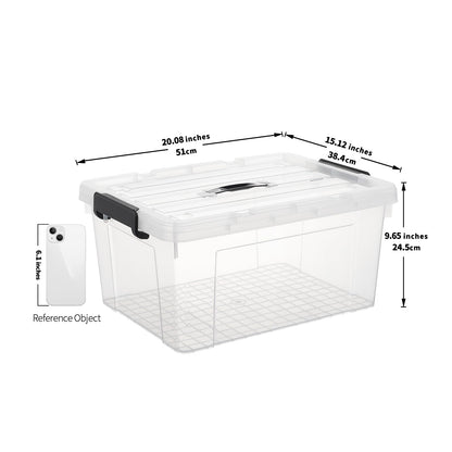 Cetomo Lidded Storage Bin with Handle, Storage Bins with Lid, Organizing Container with Secure