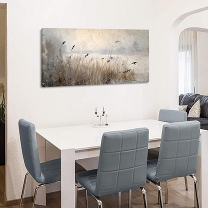 LASMOND Vintage Meadow Wall Art for Living Room Reed Grass Canvas Painting Prints Large Retro Rustic Cottagecore Countryside Landscape Farmhouse Bedroom Artwork Home Decor (40x20 Inches)