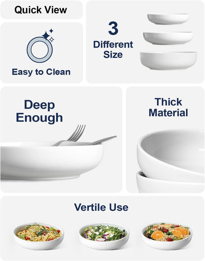 LE TAUCI Pasta Bowls 45 oz, Salad Bowls Set for Serving Soup, Pasta, Noodle, Dinner, Large Kitchen Bowl Plates, Microwave Safe - 8.5 Inch, Set of 4, White