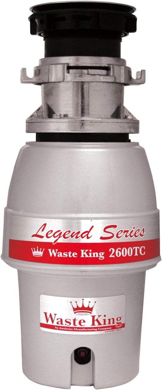 Waste King L-2600TC Controlled Activation 1/2 HP Garbage Disposal with Safer Controlled Griding