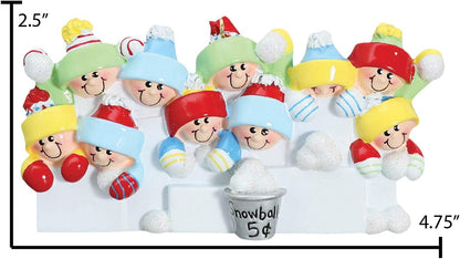 3D Snowball Fight Family of 10 Ornament 2025 Personalized Family Christmas Ornaments 2025 | Snowman Winter Holiday Personalized Tree Ornaments for Grandchildren, Siblings & Grandkids of Ten Ornament