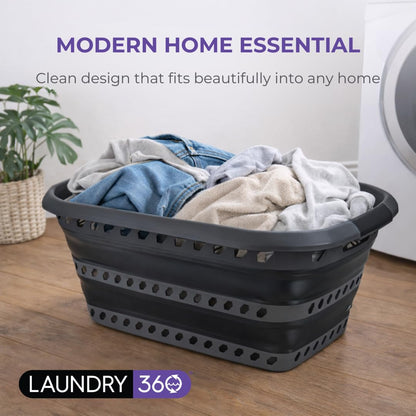 Laundry 360 Collapsible Laundry Basket 40L | Portable | Space Saver Storage | Hold 2 Loads | Store