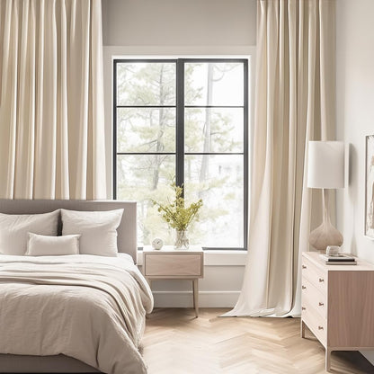 MIULEE Back Tab Cream Beige Curtains 84 Inch Length 2 Panels Set for Living Room Bedroom, Ivory Rod Pocket/Pinch Pleated Light Blocking Thermal Insulated Room Darkening Blackout Curtain 84 Inches Long