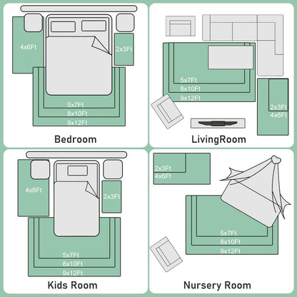 Rezutan Modern Shaggy Area Rug - Super Soft Fluffy Non-Slip Living Room Bedroom Rug for Kids Nursery, Classroom, Bedside Decor, Blackish Green, 2 X 6 Feet