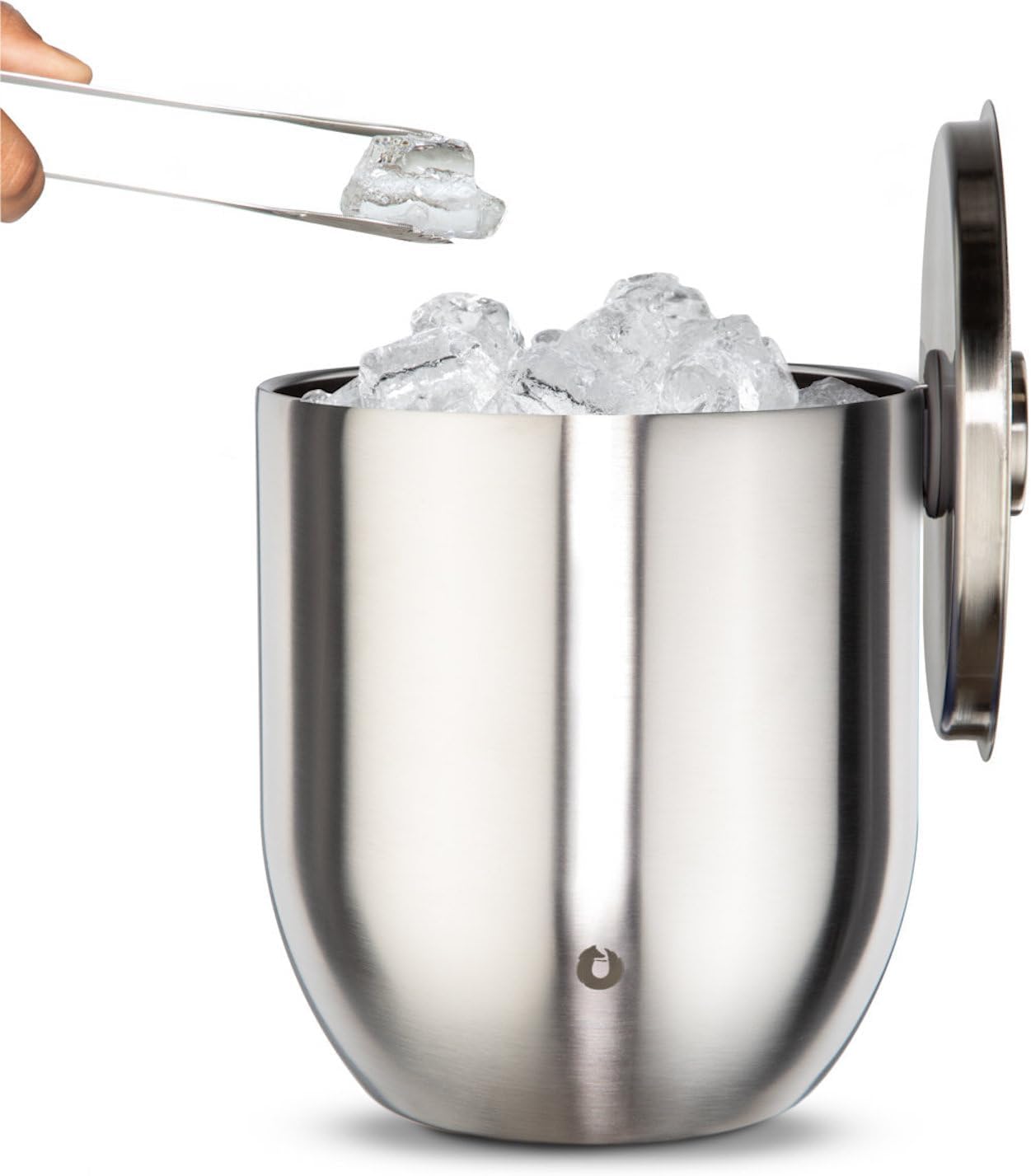 SNOWFOX Premium Vacuum Insulated Stainless Steel Ice Bucket with Lid/Tongs, Non-Rubber Bottom, Home Bar Accessories, Bartending Ice Buckets for Parties, Outdoor Entertaining Supplies, 3L, Steel
