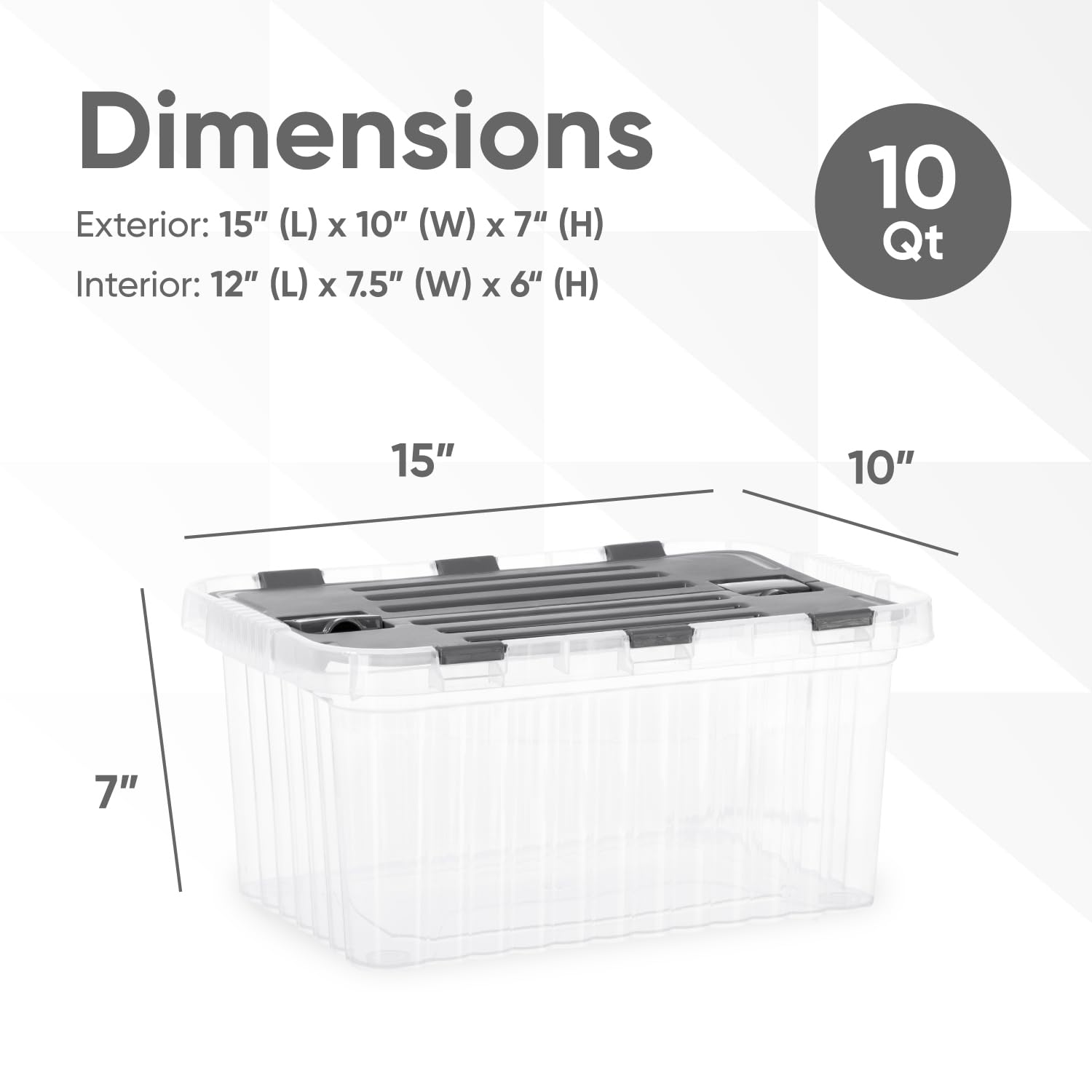 Superio Storage Box with Hinged Lids, Plastic Container Bins for Organizing with Attached Lid