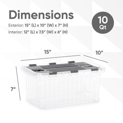 Superio Storage Box with Hinged Lids, Plastic Container Bins for Organizing with Attached Lid