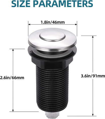 RQYEKDO Garbage Disposal Air Switch Kitchen Sink Top Long Stainless Steel Brushed Nickel Long 2.5" for Food and Waste Disposal On/Off Air Button Parts Copper…
