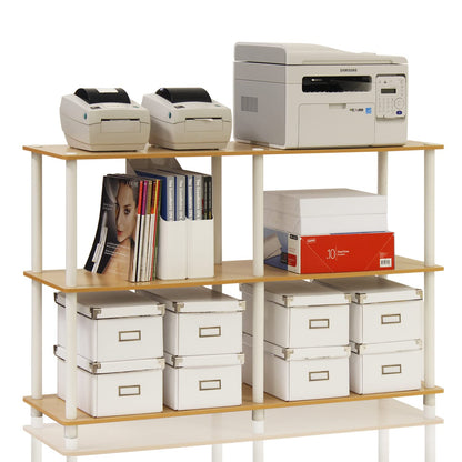 Furinno TURN-N-TUBE Storage Shelves, 3-Tier 47.4 Wide Book Shelf, Corner Shelf, Toolless Open
