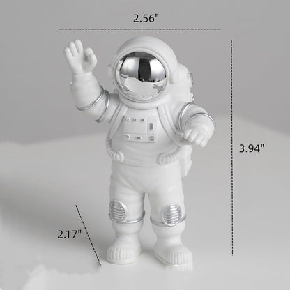 3 Pcs Silver White Astronaut Statues Set, Spaceman Sculpture Figurines Home Ornament Cake Toppers Gift