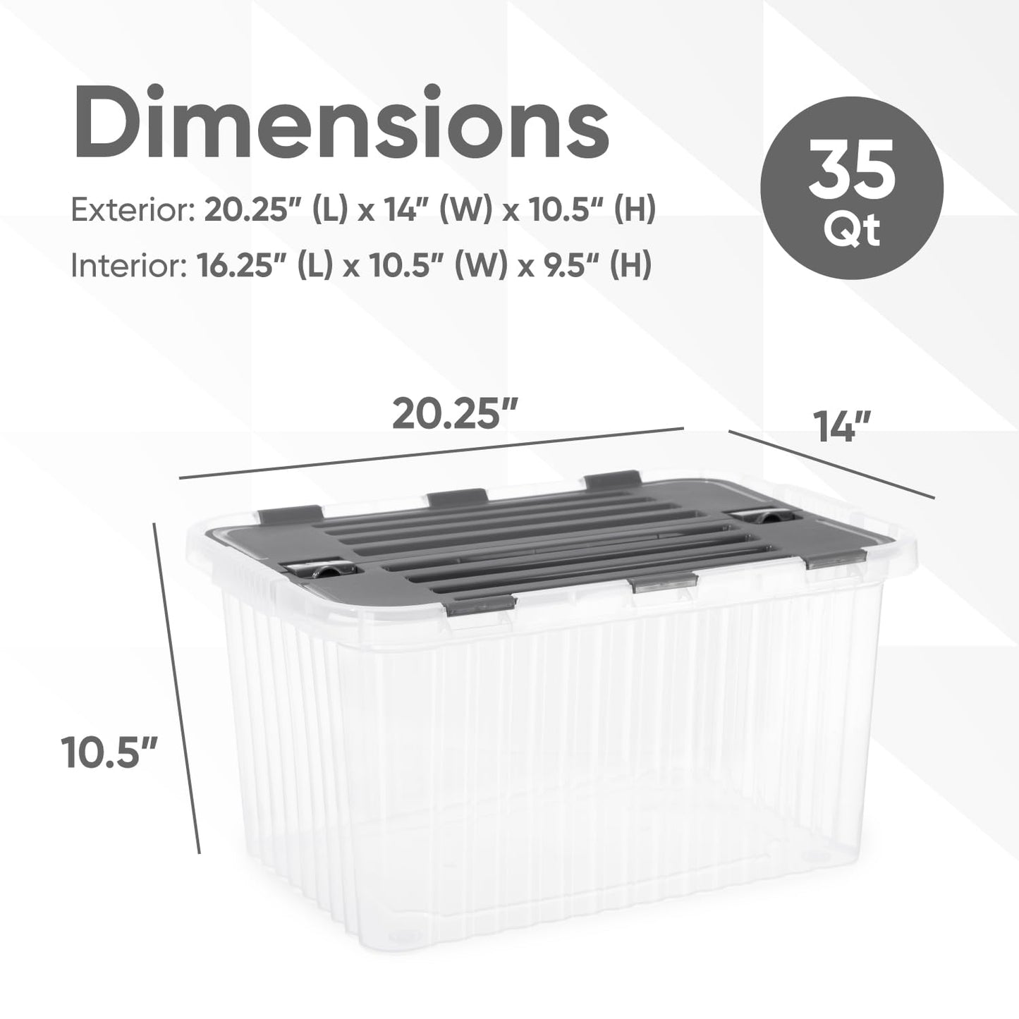 Superio Storage Bins with Lids, Clear Plastic Containers for Organizing, Stackable Totes, BPA Free