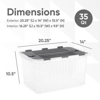 Superio Storage Bins with Lids, Clear Plastic Containers for Organizing, Stackable Totes, BPA Free