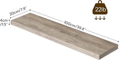 HOOBRO Floating Shelves for Wall, Wall Mounted Shelf Set of 2, 39.4" Hanging Shelf with Invisible Brackets, for Wall in Bathroom, Bedroom, Toilet, Kitchen, Livingroom, Office, Greige BG100BJP201